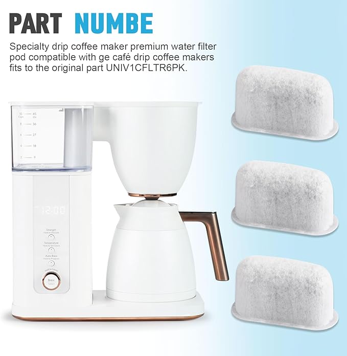 Coffee Maker Water Filter UNIV1CFLTR6PK Replacement For GE Café Carbon Coffee Machine Accessories Water Filter Pod Permanent Filters G7CDABSSTSS,G7CDAASSTSS,C7CDAAS3PD3,C7CDAAS4PW3 (3Pack)