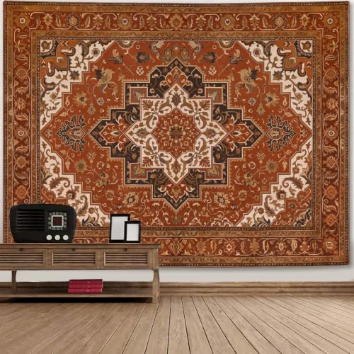 Vintage Floral Tapestry Wall Hanging Hippie Indian Bohemian Mandala Tapestry Aesthetic Retro Carpet Brown Small Tapestries for Mural Bedroom Living Room Dorm Decor 60 x 44 Inch