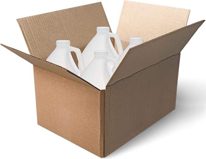 Rani Containers | 1 Gallon HDPE Plastic Jug with Reshipper Box & Child-Resistant Caps | Home & Commercial Use, Containers for Water, Sauces, Food, Soaps, Detergents, Liquids | Made in USA - Pack of 4
