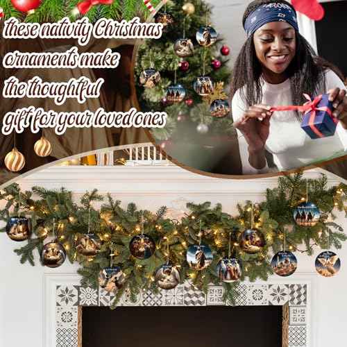 60 Pcs Christmas Ornaments Nativity Scene Wooden (60 Count)
