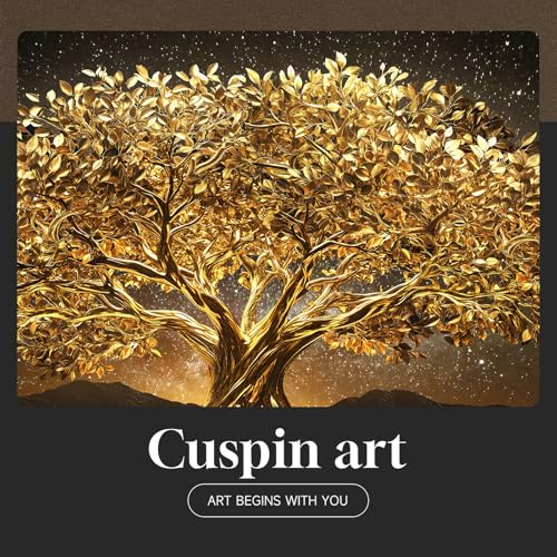 Large Framed Black and Gold Tree of Life Wall Art for Living Room