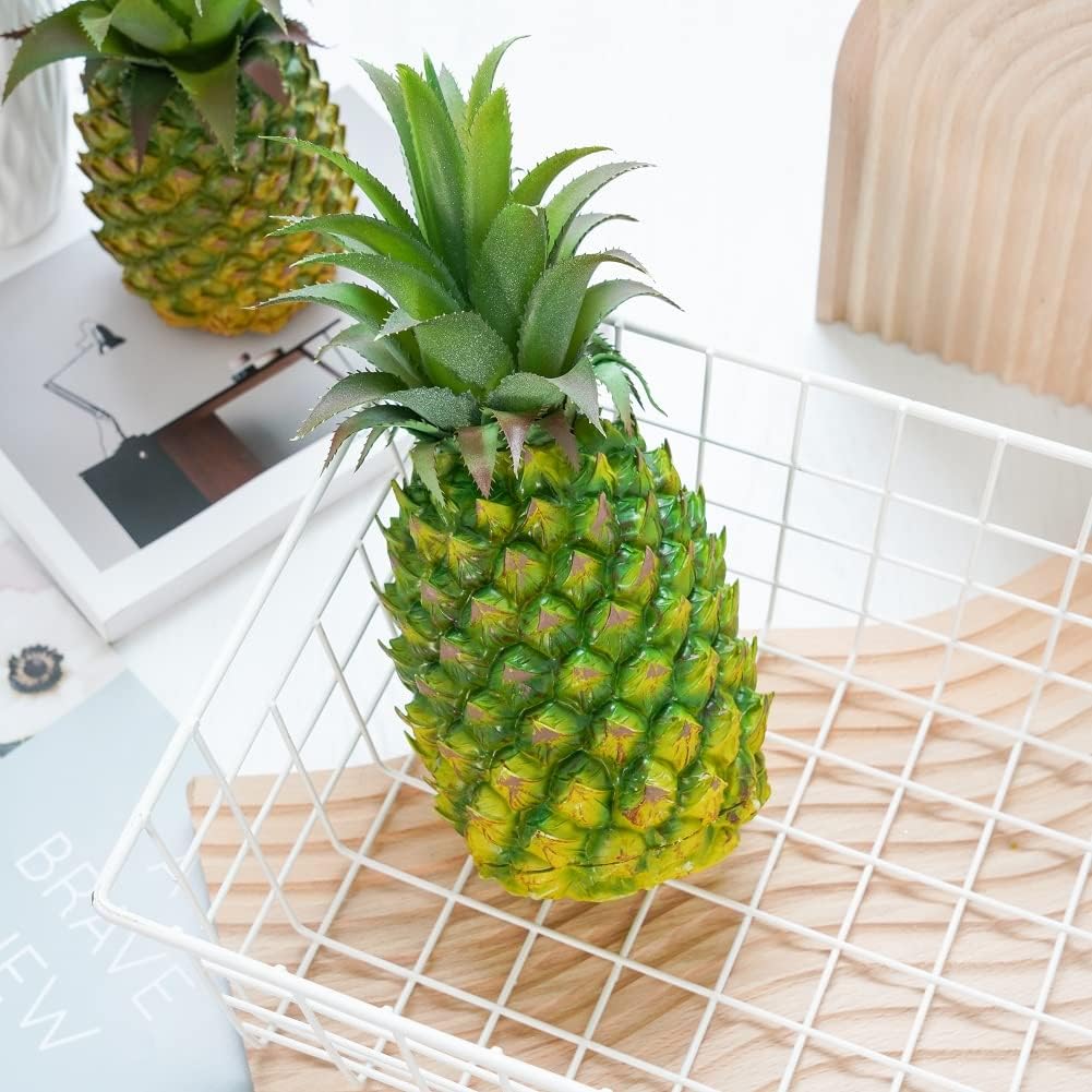QIRMIZI 2 Pack Artificial Pineapple -Simulated Fruit Decoration, Lifelike Fake Fruit Model, Perfect for Home Decor, Kitchen, Party & Photography Prop – Realistic & Eco-Friendly,Green Meduim