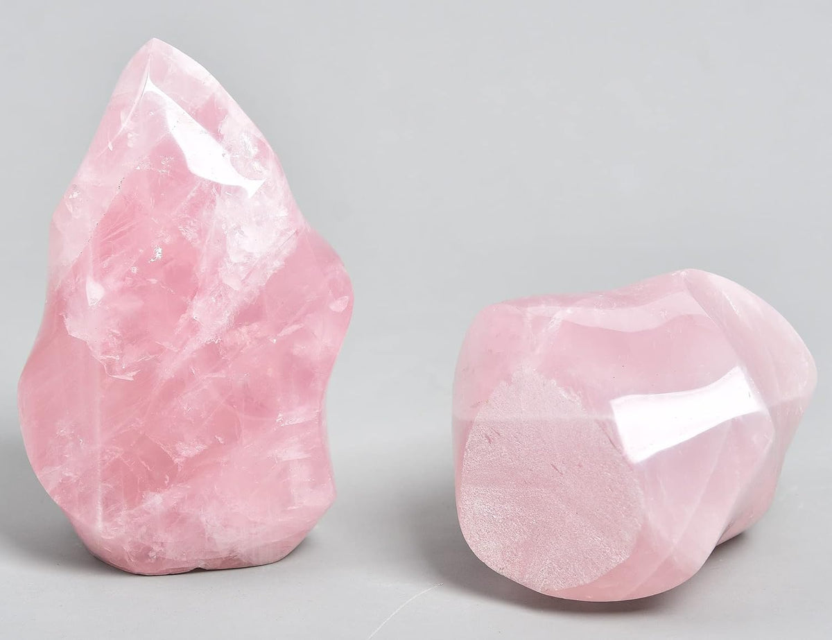 AMOYSTONE Rose Quartz Crystal Stones Energy Flame Tower Healing Crystal and Stone for Meditation Home Decoration 1.0LB