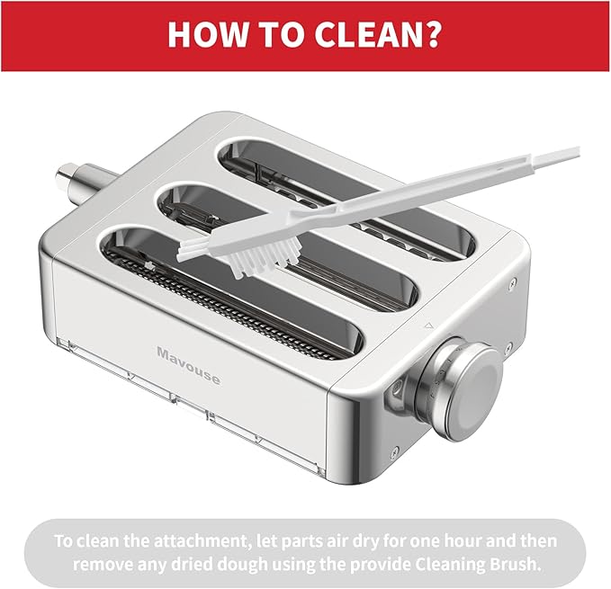 All Metal Pasta Attachment 3 In 1 Set For Kitchenaid Stand Mixer, Included Pasta Sheet Roller, Spaghetti Cutter, Fettuccine Cutter Maker Accessories And Cleaning Brush