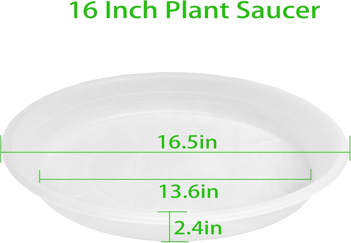 4 Pack of 16 inch Plant Saucer, Large Plant Tray, Heavy Sturdy Plant Drainage Tray for Indoors, Bird Bath Bowls, Sturdy Plastic Pot Tray for Planter (Clear)