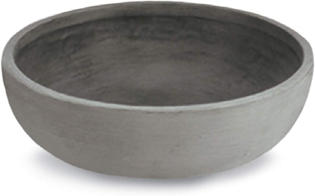 Crescent Garden Large Outdoor Planter Bowl – Double-Walled Resin Pot with Drain Hole for Water Gardens, Fountains, Decorative Landscaping - 30" W x 12" H (Weathered Concrete)