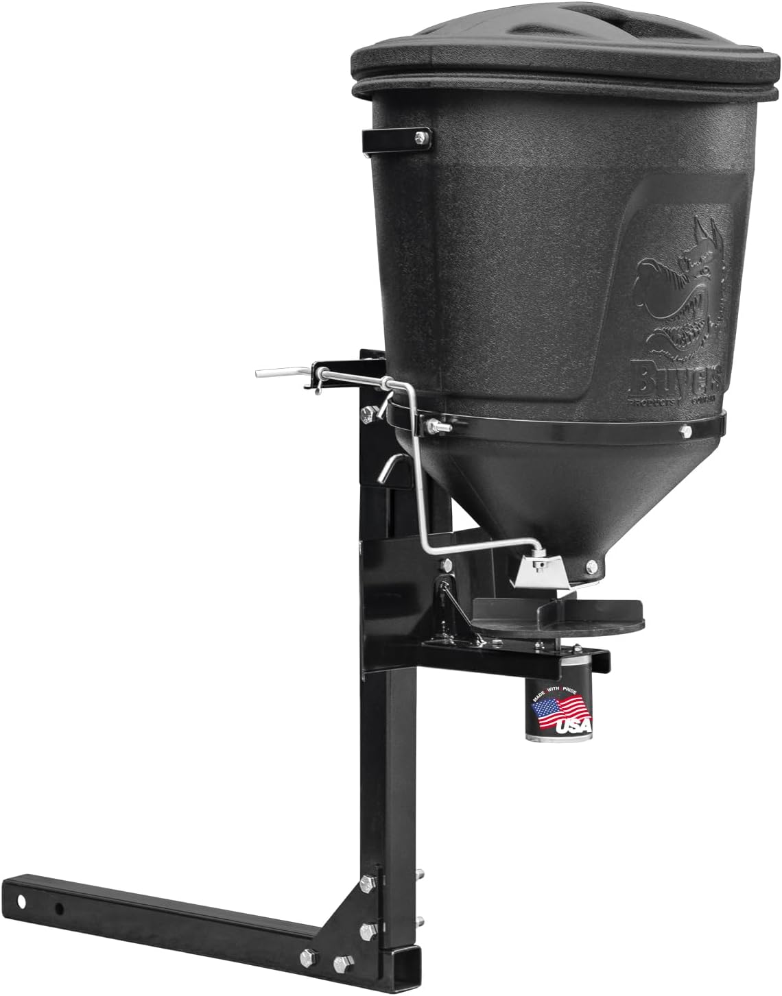 Buyers Products UTVS16 UTV Broadcast Spreader For Salt, Grass Seed, Fertilizer, Deer Feeder Seed and More, 150 lb. Capacity with Lid, UTV All Season Spreader