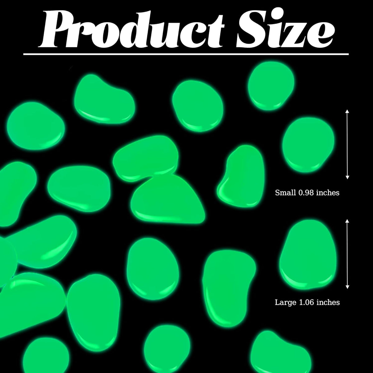 2.1LB 25-27mm Green Glow in The Dark Rocks Outdoor Decorative Stones Luminous Pebbles Glow Stones for Patio Landscaping Walkway Driveway Large Glowing Stones Garden Stones