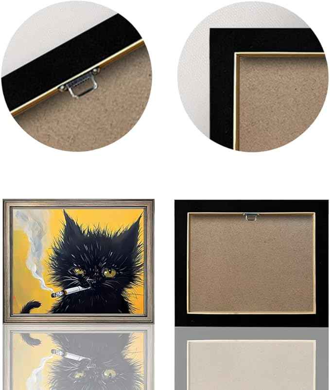 Famed Vintage Black Cat Portrait Wall Art Cat Print Poster for Room Aesthetic Mens Bathroom Bedroom Living Room Decor