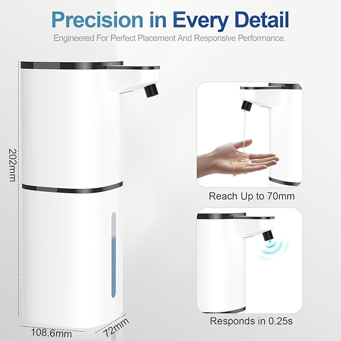 Automatic Liquid Soap Dispenser, 9 Adjustable Levels, 380ml/12.8oz, Touchless Hand Soap or Dish Soap Dispenser,IR Sensor & Display,Wall-Mount or Tabletop Use for Bathroom Kitchen