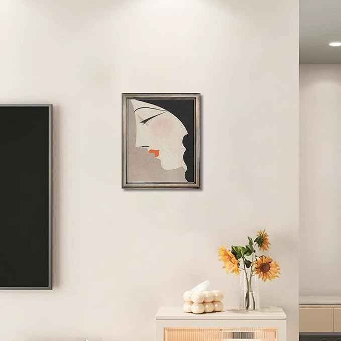 Framed Vintage Japanese Wall Art Woman Portrait Painting Asian Home Decor Girl Room Bathroom Decor