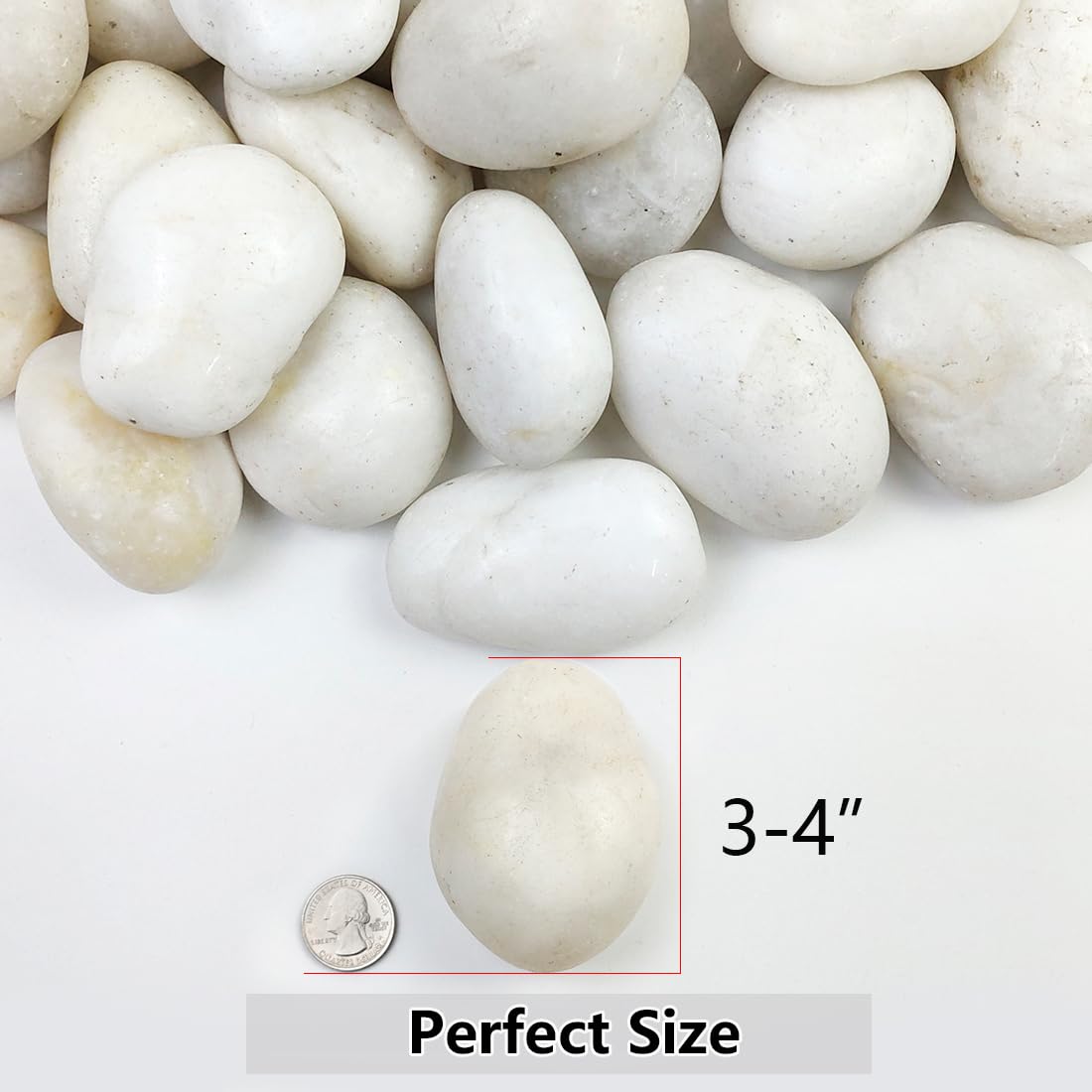 20lbs Large River Rocks for Landscaping, 3-4" White Pebbles for Garden Design, Hand-Picked Smooth Stones for Fish Tank, Flower Pots, Indoor Water Fountains, Pathways, Backyard