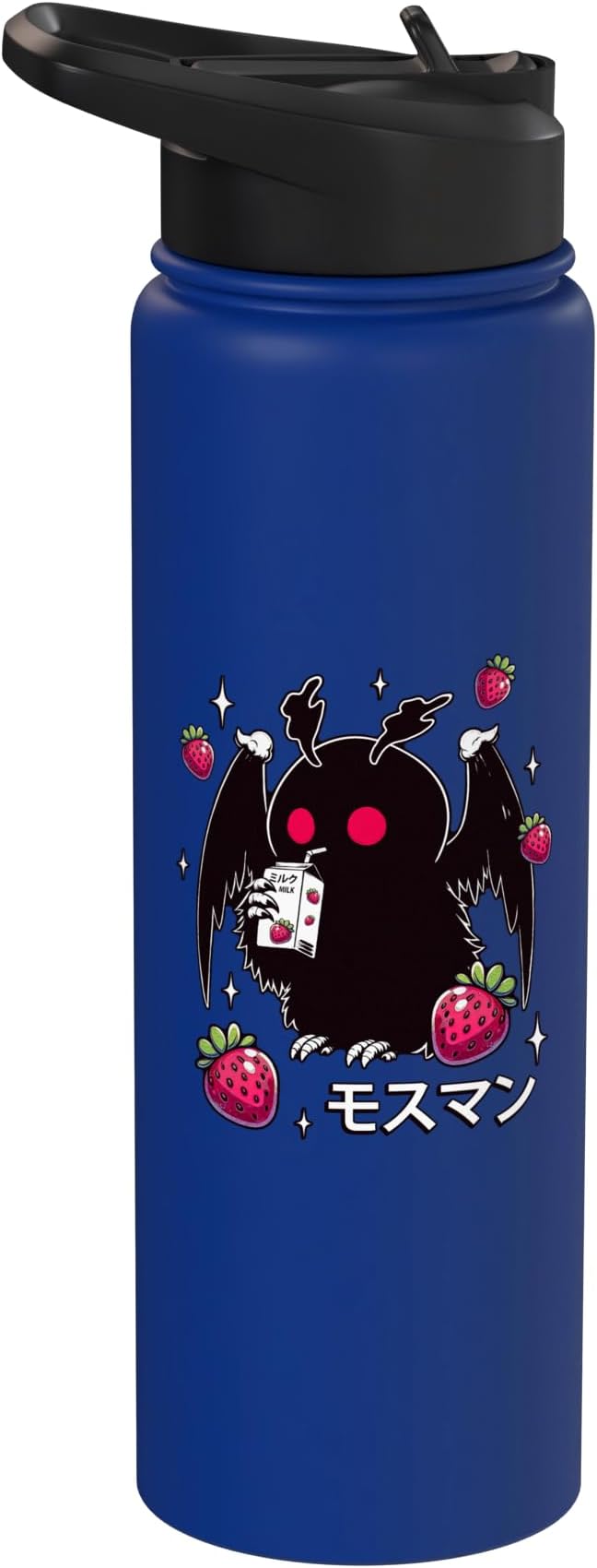Kawaii Strawberry Milk Shake Carton Mothman Stainless Steel Insulated Water Bottle