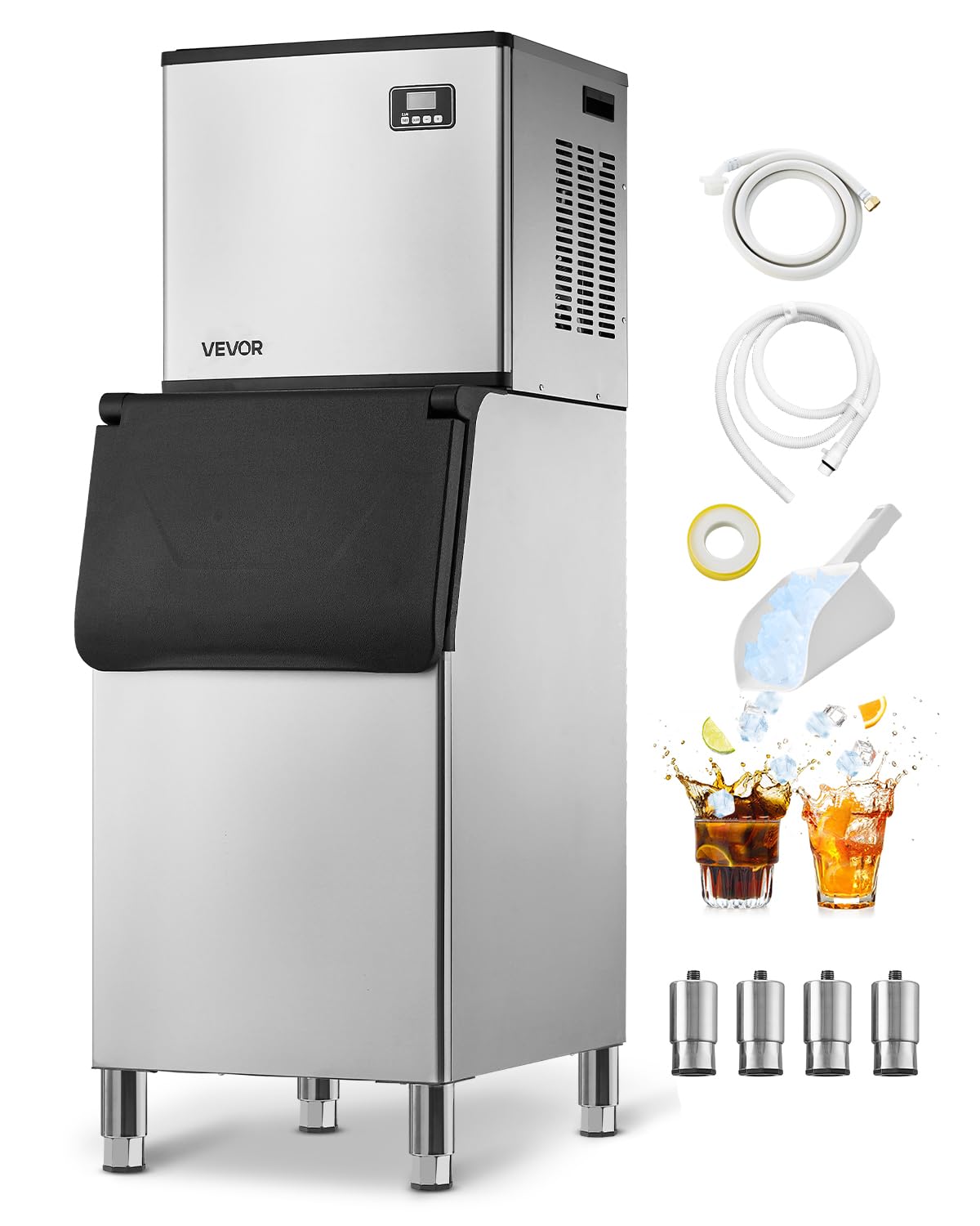 VEVOR Commercial Ice Maker Machine, 500LBS/24H Ice-Making Machine with 300LBS Large Storage Bin, Auto Self-Cleaning Ice Maker with Touchscreen for Bar Cafe Restaurant Business Commercial