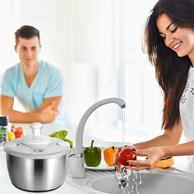 6L stainless steel salad dehydrator, fruit washer, lettuce dehydrators, suitable for home fruit washer and pasta dehydrator, kitchen essential tool (Blue)
