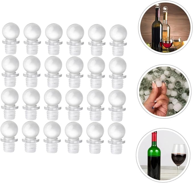 24pcs Glass Ball Wine Stoppers Portable Bottle Caps with Airtight Seal for Perfume and Wine Bottles Lightweight Aroma Container Stoppers for Daily Use