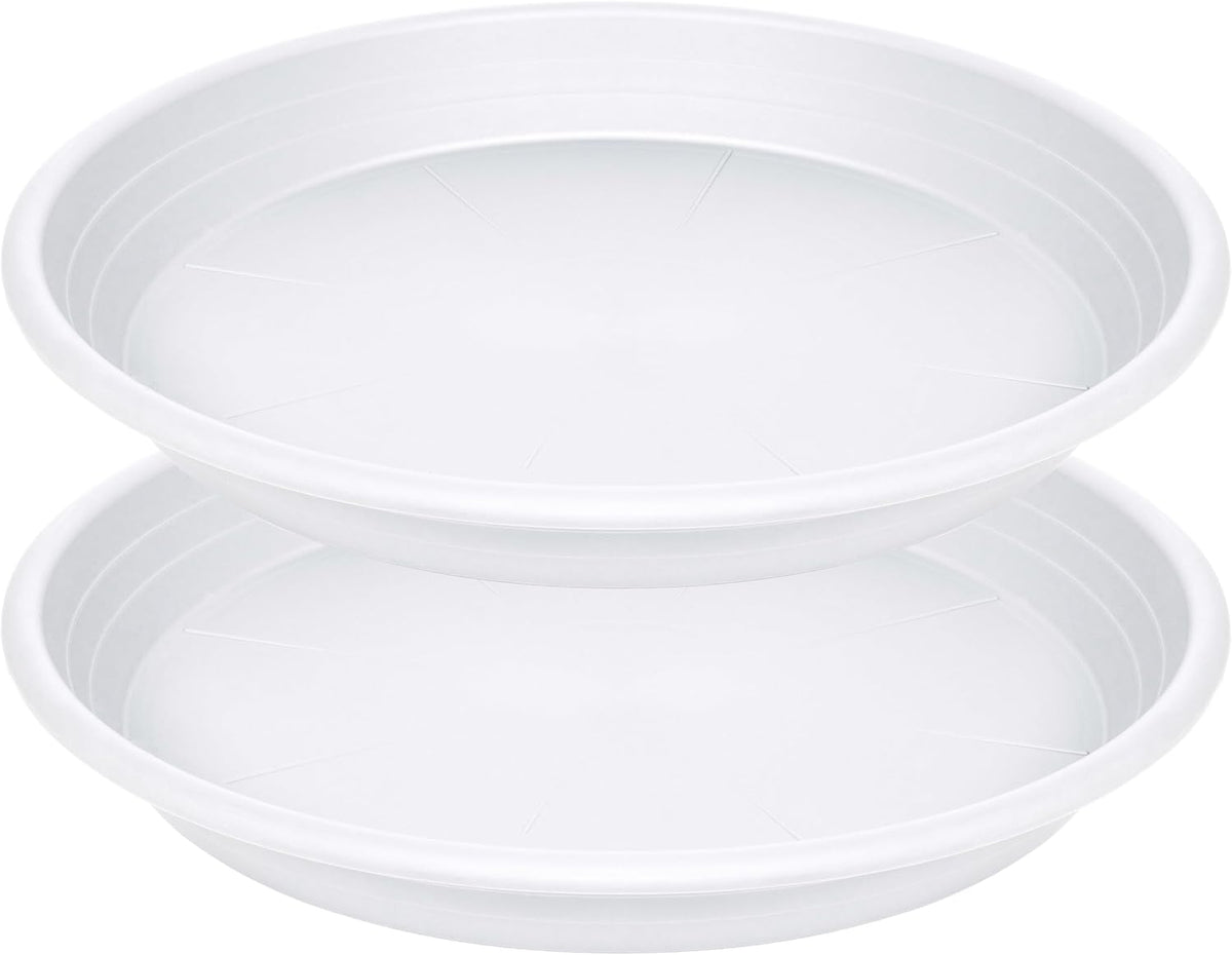 2 Pack of 19 inch Plant Saucer, Large Plant Tray, Heavy Sturdy Plant Drainage Tray for Indoors, Bird Bath Bowls, Sturdy 18 inch Plastic Pot Tray for Planter (White)