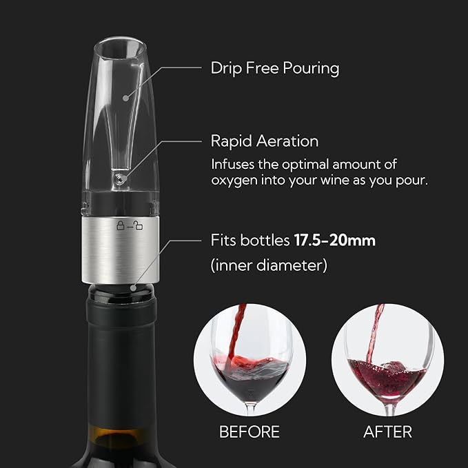 KITCHENDAO Detachable Wine Aerator and 2-in-1 Wine Aerator Pourer & Stopper