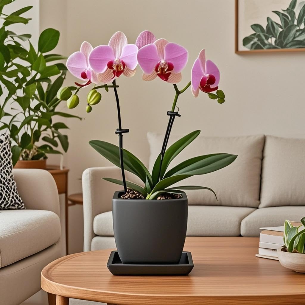 Square Plant Saucer 8 Inch 2 Pack，Plant Trays for Pots, Black Ceramic Plant Saucers for Indoors Outdoors, Plant Drip Tray 4 6 8 10 12 14 Inch