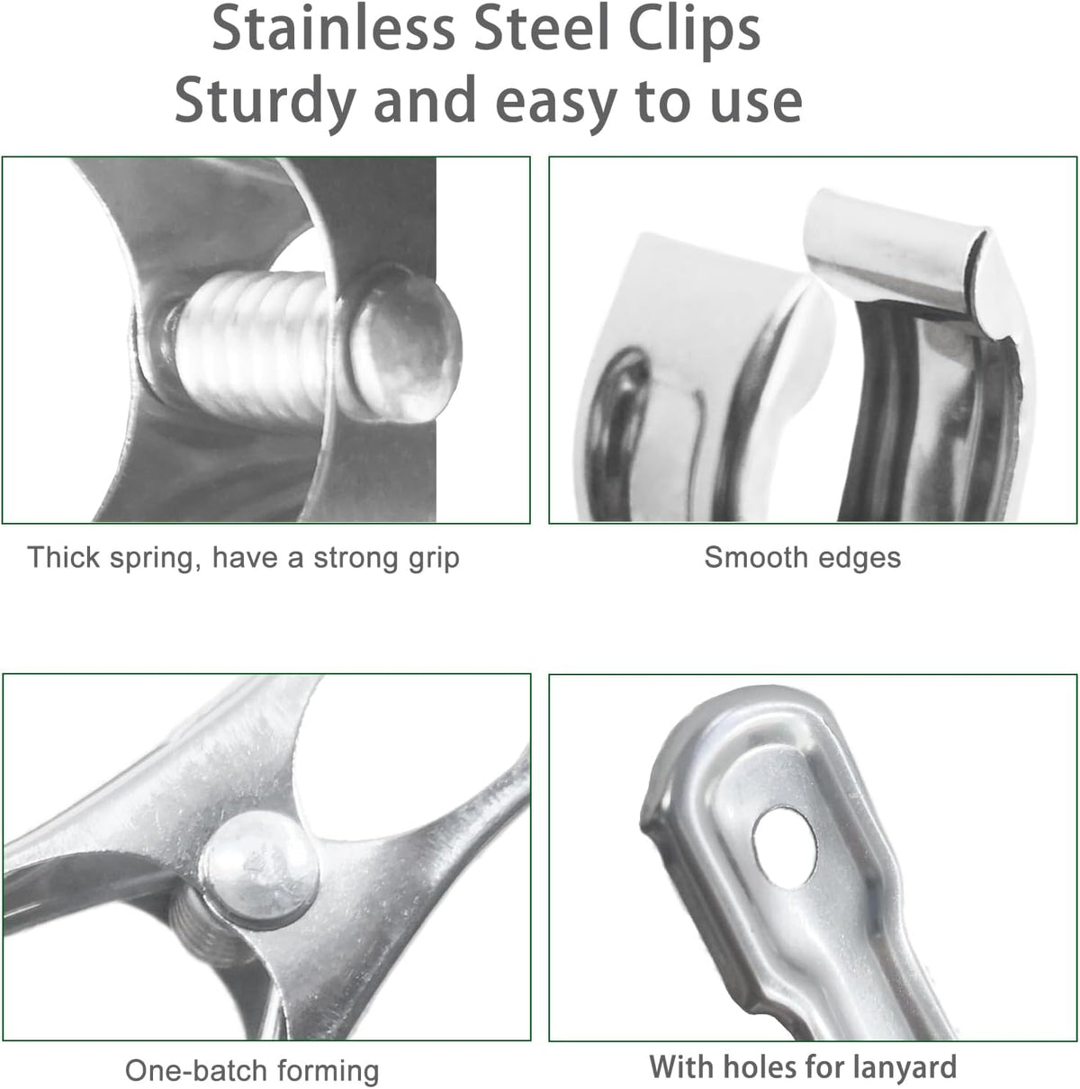 20 Pcs 2inches Gardening Clips for Netting, Greenhouse Clamps Made of Stainless Steel, Have a Strong Grip of Metal Clips, For 3/8'', 1/2'', 3/4'' Garden Hoops or Greenhouse Frame