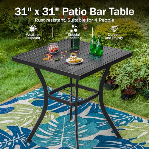 Patio Bar Height Set with 4 Outdoor Swivel Chairs (5 Count)