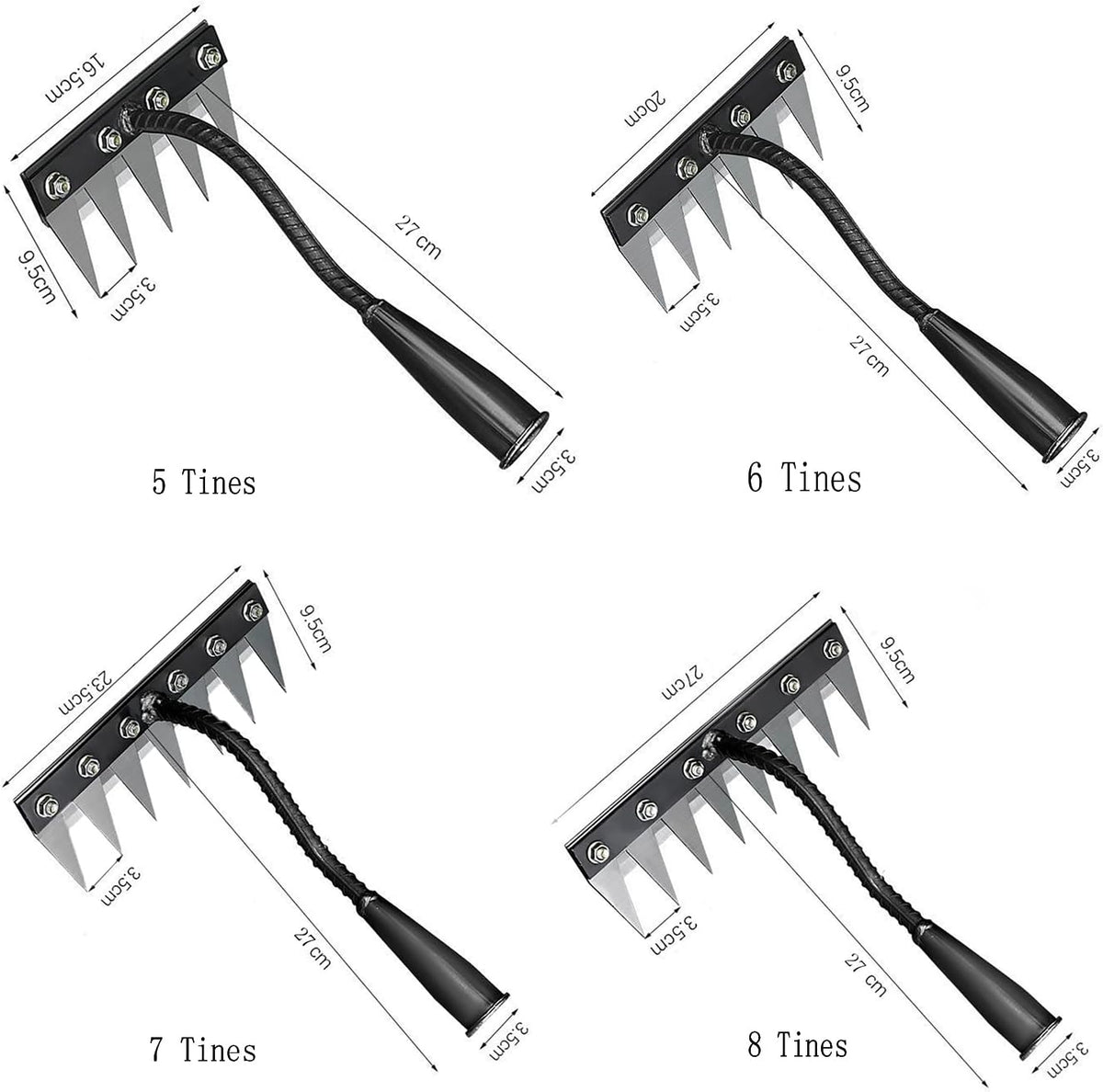 Gardening Hand Weeder Tool,Manual Weeder Tool with Detachable Blades, 4 Sizes High Carbon Steel Dual-Edge Design for Farm Garden Lawn Weed Removal, Soil Cultivation & Root Extraction (8 Tines)
