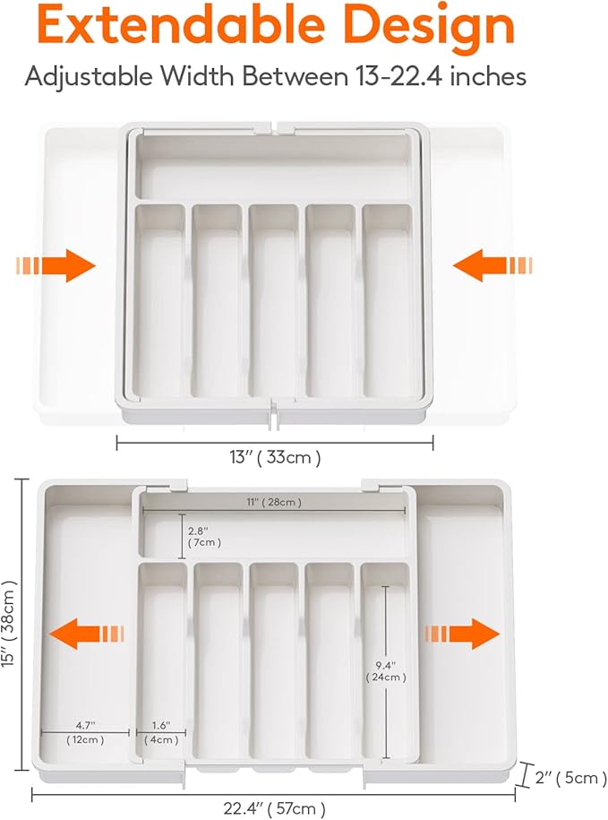 Lifewit 5 Pack Drawer Dividers 5" High, Expandable Utensil Tray for Kitchen,Expandable Dresser Separators in Bedroom/Bathroom/Kitchen/Office
