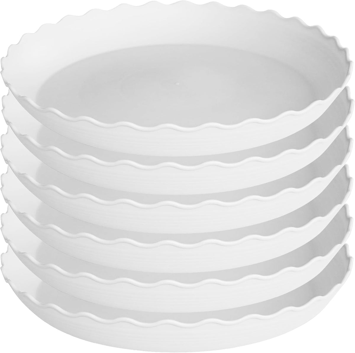 6 Pack Plant Saucer 8 inch, Heavy Duty Plastic Plant Water Tray, Planter Saucers, Flower Pot Tray Water Trays for Plant Pots (White)