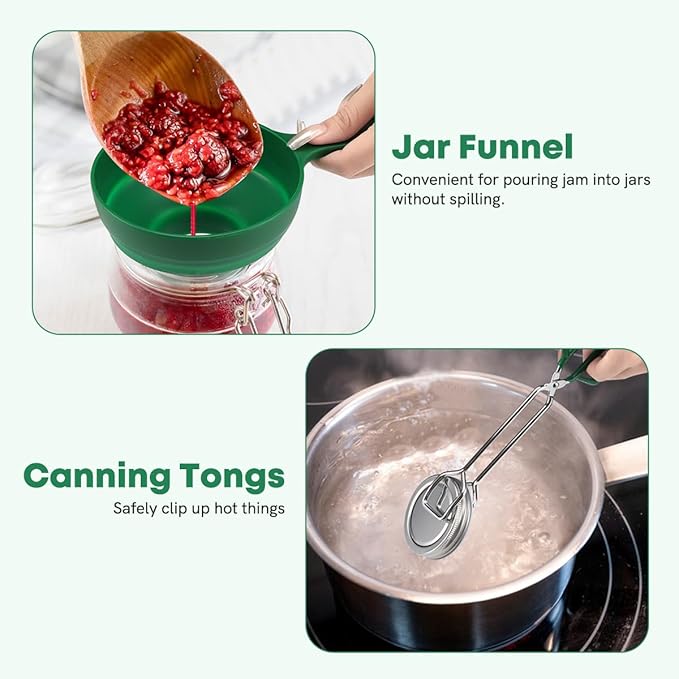 Fulgutonit Stainless Steel 21.5 QT Canning Pot with Rack & Lid, Canning Supplies Starter Kit and 6 Pieces Tools Set, Water Bath Canner for Beginner