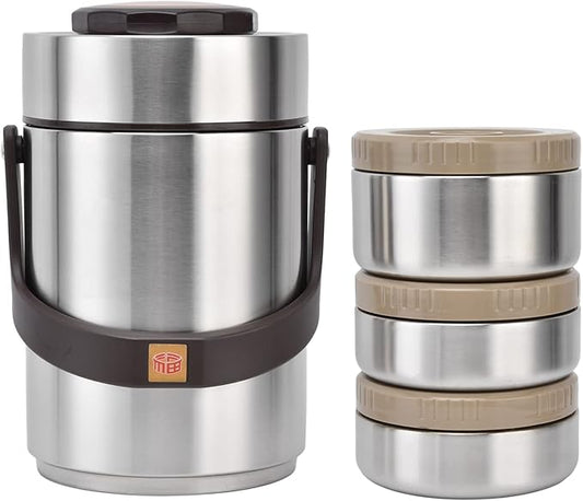 Yosoo 304 Stainless Steel Vacuum Insulation Lunch Box Adult Lunch Pot Office Workers Sealed for 2000Ml Capacity Insulated Food Jars (Original Color)