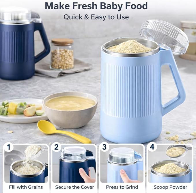 YZJSM Electric Coffee Grinder, 550ML Large Capacity Electric Blade Grinder with 8 Stainless Steel Blades, Multifunctional Grinder for Coffee Beans, Spices, Herbs, Grains & Baby Food﻿ (blue)