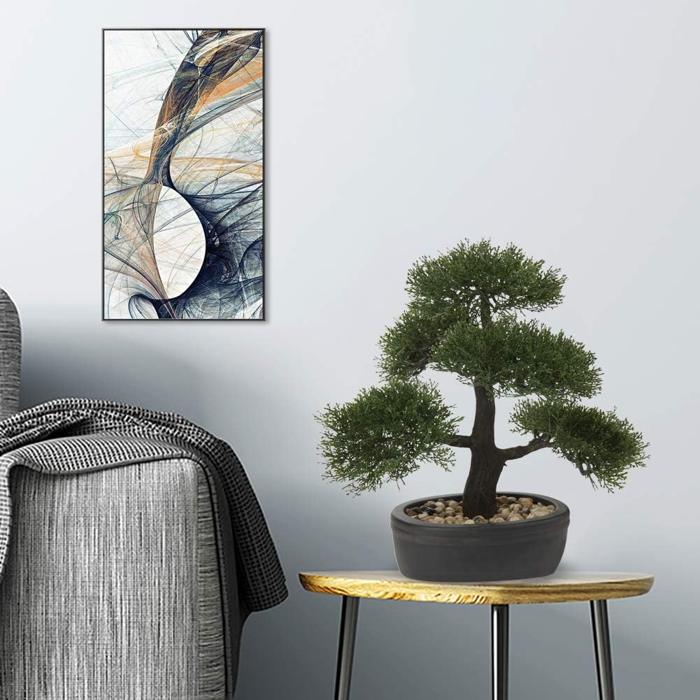 Artificial Bonsai Tree Juniper Faux Plants Indoor Small Fake Plants Decor with Ceramic Pots for Home Table Office Desk Bathroom Shelf Bedroom Living Room Farmhouse Decorations