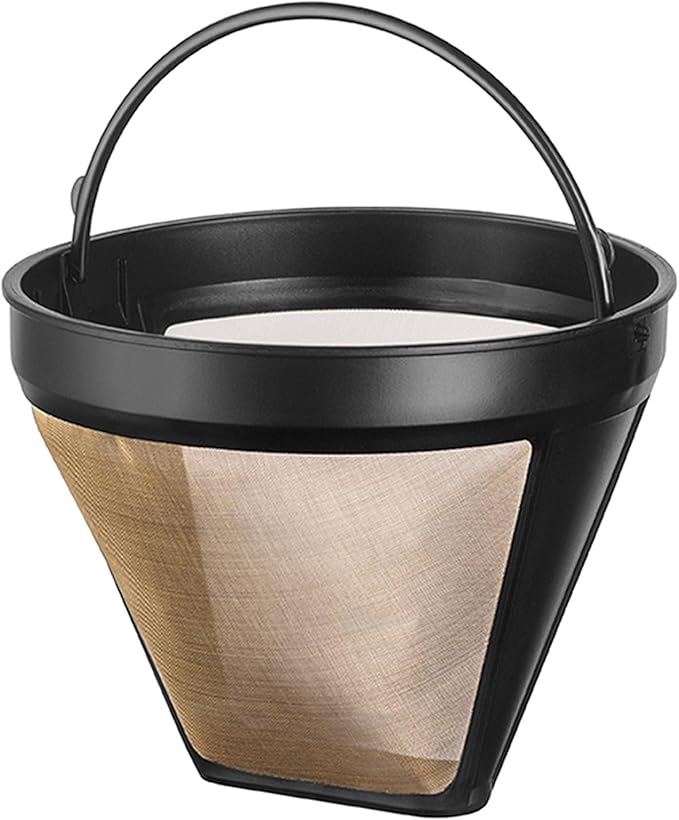 NRP Taller #4 Gold-tone Permanent Coffee Filter Compatible for KRUPS SAVOY, Braun, DeLonghi 12 cup Coffeemaker & More