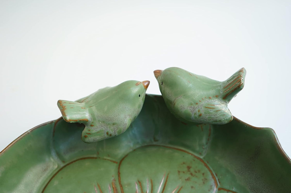 Light Green Ceramic Heavy Duty Wild Bird Bath Bowl or Feeder for Outdoor Garden, Bowl Only