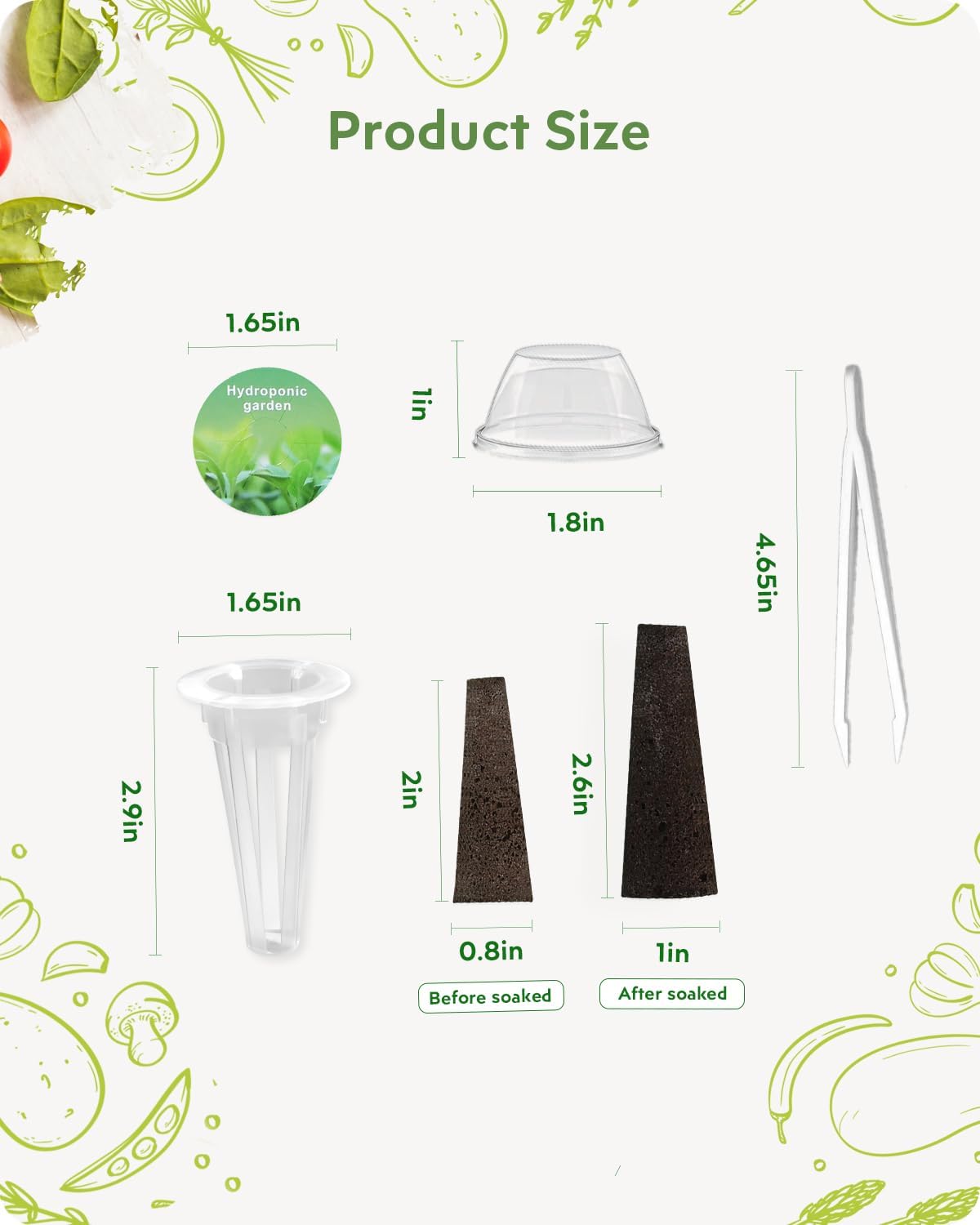 180Pcs Hydroponic Pods Supplies: Grow Anything Kit with 45 Grow Sponges, 45 Grow Baskets, 45 Grow Domes, 45 Pod Labels - Compatible with Hydroponics Growing System Indoor Garden from Most Brands