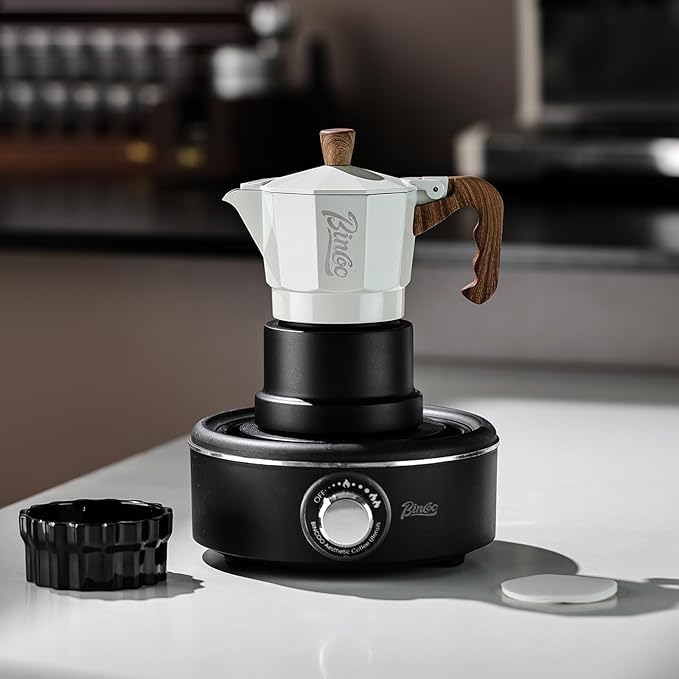 Bincoo Three Valve Espresso Maker Stovetop,Camping Moka Pot 2 Cup/120ML,Stove Top Espresso Italian Coffee Maker