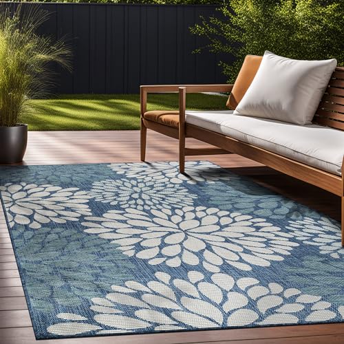 Outdoor Rug 5x7 Modern Exotic Tropical Leaf Area Rugs for Indoor and Outdoor Patio Deck Porch Garden Water Resistant Washable Outside Carpet