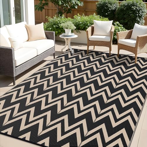 Outdoor Rug 6x9 ft Waterproof Reversible Chevron Mat (54 Sq Ft)