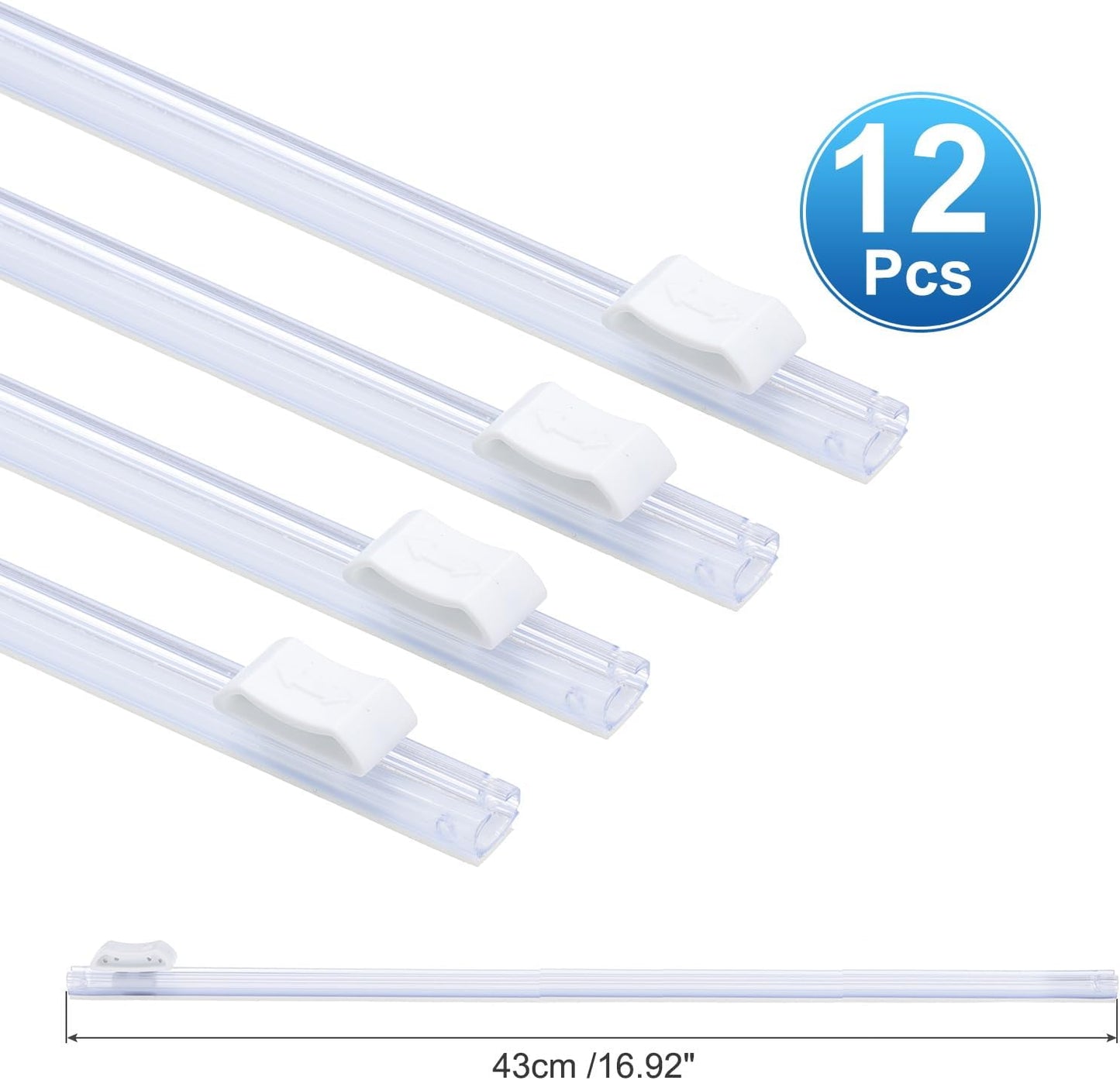 PATIKIL 12pcs Plastic Wrap Cutter, 17in Plastic Wrap Slide Cutter Self Adhesive Installation Replacement for Aluminum Foil Wax Paper Parchment Paper Wrap Dispenser, White