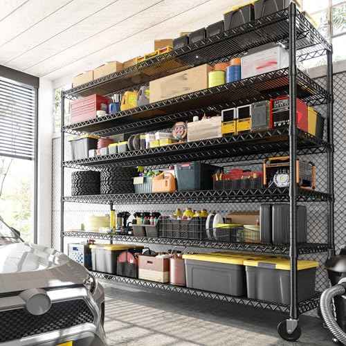 6 Tier Wire Shelving Units with Wheels (2 Count)