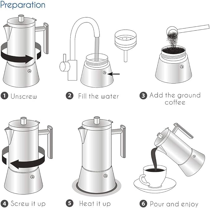 Easyworkz Pedro Stovetop Espresso Maker 4Cup 200ml, Bundled Espresso Steaming Pitcher Stainless Steel 12 oz Coffee Frothing Picther Milk Jug Cappuccino Latte Art Cup