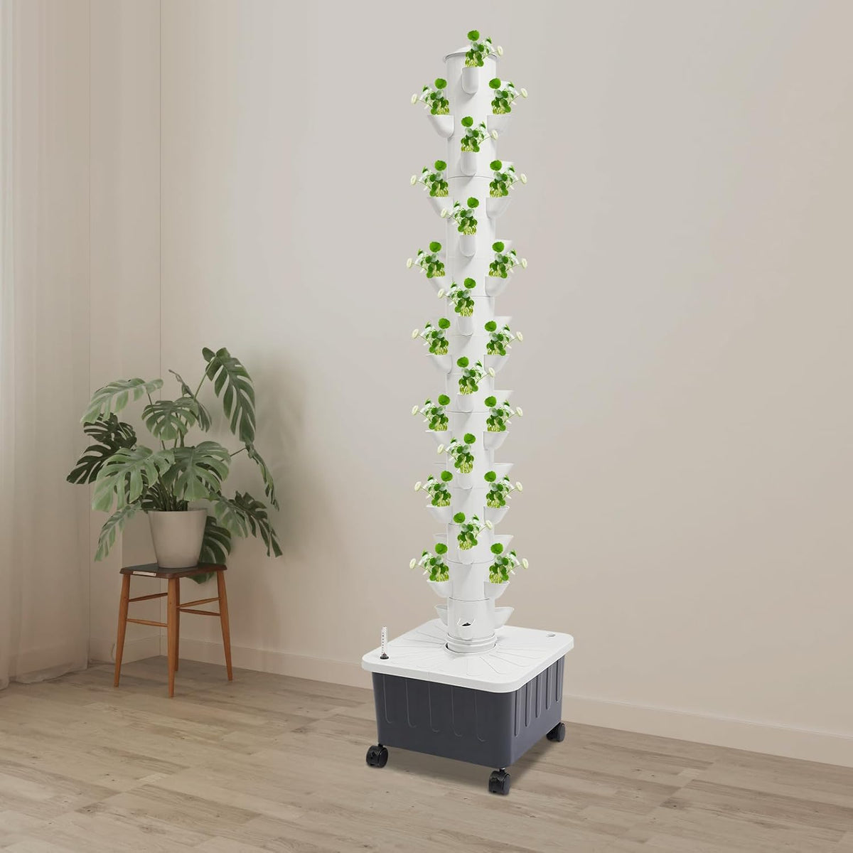 Hydroponics Vertical Growing Kit with Grow Lights 45 Plants Garden Hydroponic Growing System Outdoor Outdoor Indoor Vertical Garden Planter Tower with Automatic Watering for Herbs Fruits Vegetables