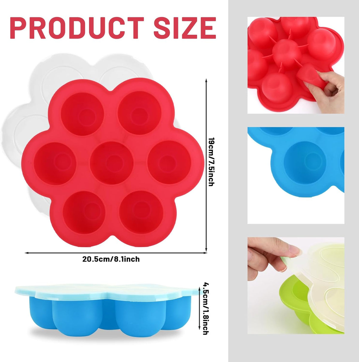3 Pcs Egg Bites Silicone Mold Air Fryer Accessories Food Grade Big 7 Cups Mini Muffin Pan Food Silicone Freezer Molds with Lid for Baking Egg Bite Cupcake Mini Muffins Tart Bread