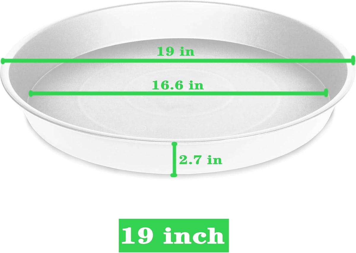 4 Pack of 19 inch Plant Saucer, 2.7" Depth Tray, Large Deep Garden Plastic Flower Planter Plant Trays for Indoors Outdoor Bath Bath (19", Creamy White)