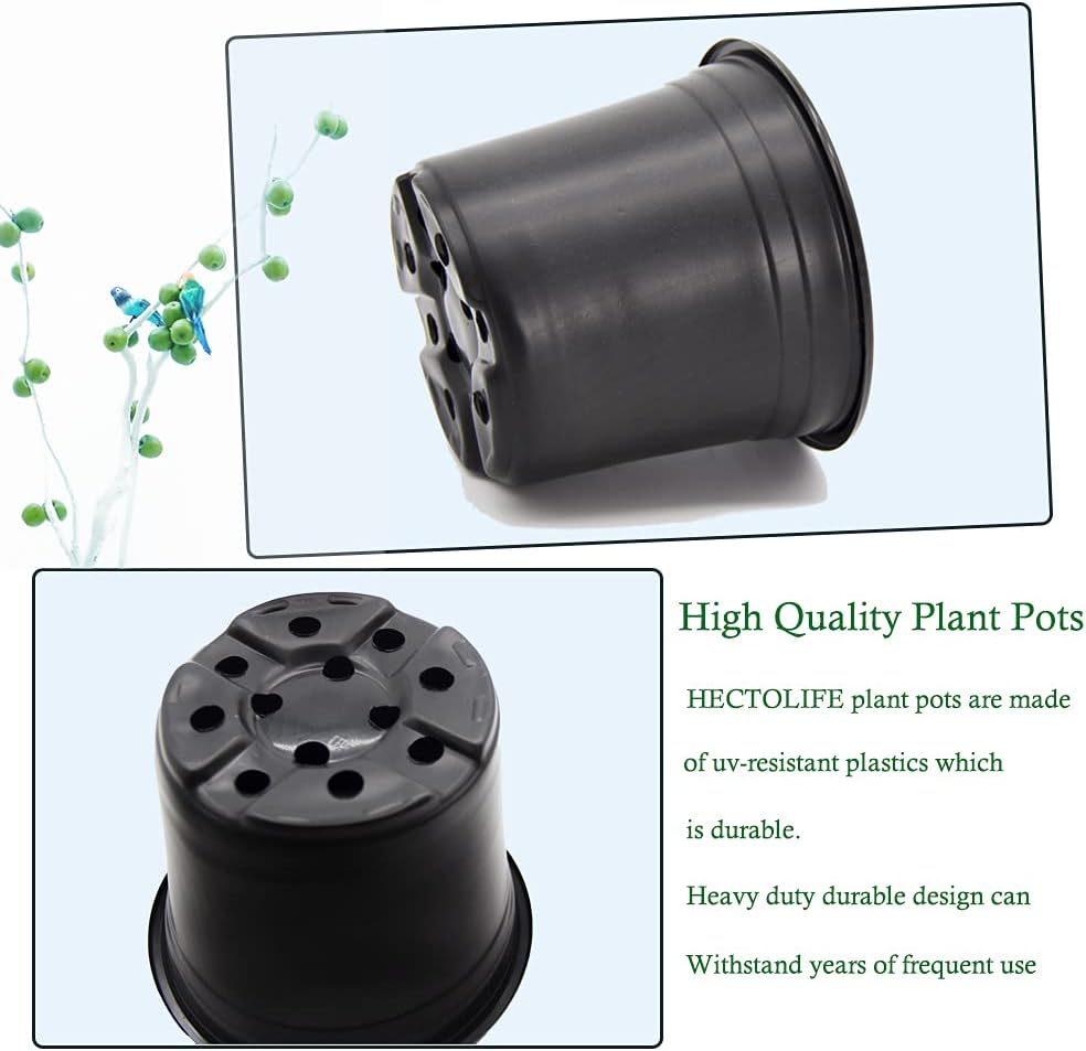 100-Pack 0.5 Gallon Flexible Plant Nursery Pots，Thickened Soft Plastic Seedling Pots,Seed Starting Pot Flower Plant Container for Succulents, Seedlings, Cuttings, Transplanting(Black)