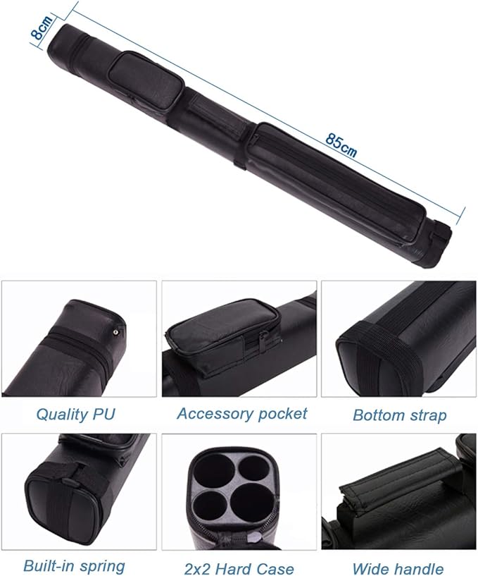 2X2 Billiards Pool Cue Tube Carrying Case