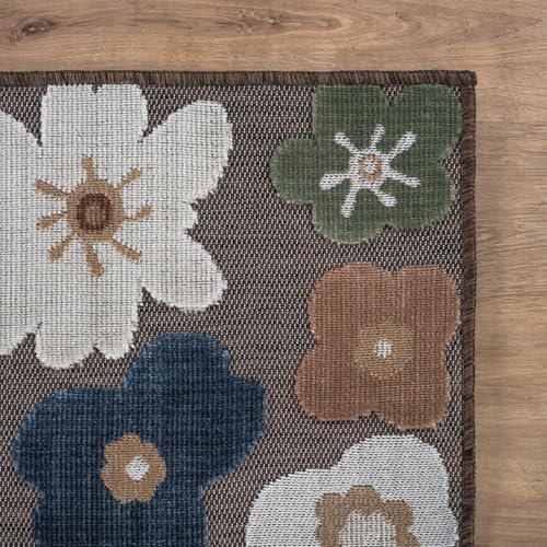 Outdoor Rug 9x12 Large Modern Floral Tropical Area Rugs for Outdoor and Indoor Patio Easy to Clean Non Shedding Living Room Porch Garden Washable Outside Carpet (108 Sq Ft)