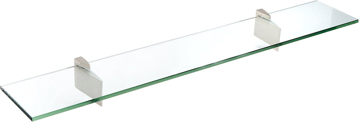 Spancraft Glass R-8x48-Brushed Steel Raven Glass Shelf, Brushed Steel, 8" x 48"