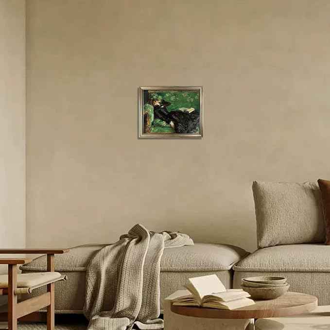 Framed Vintage Wall Art Woman Reading Canvas Print Poster Moody Oil Painting Living Room Bedroom Decor Home Artwork