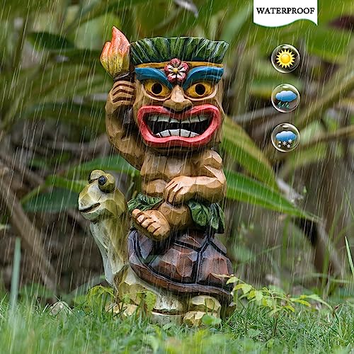 Tiki Outdoor Statue with Turtle Decor